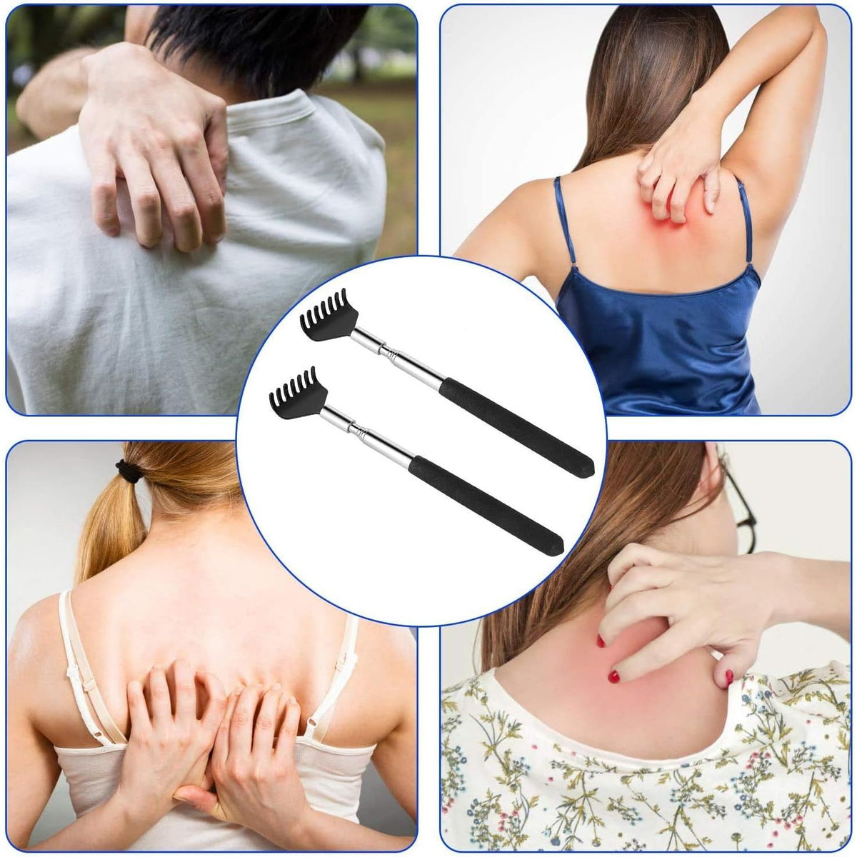 Discover the Portable Extendable Back Scratcher, perfect for soothing hard-to-reach itchy spots with ease and comfort.