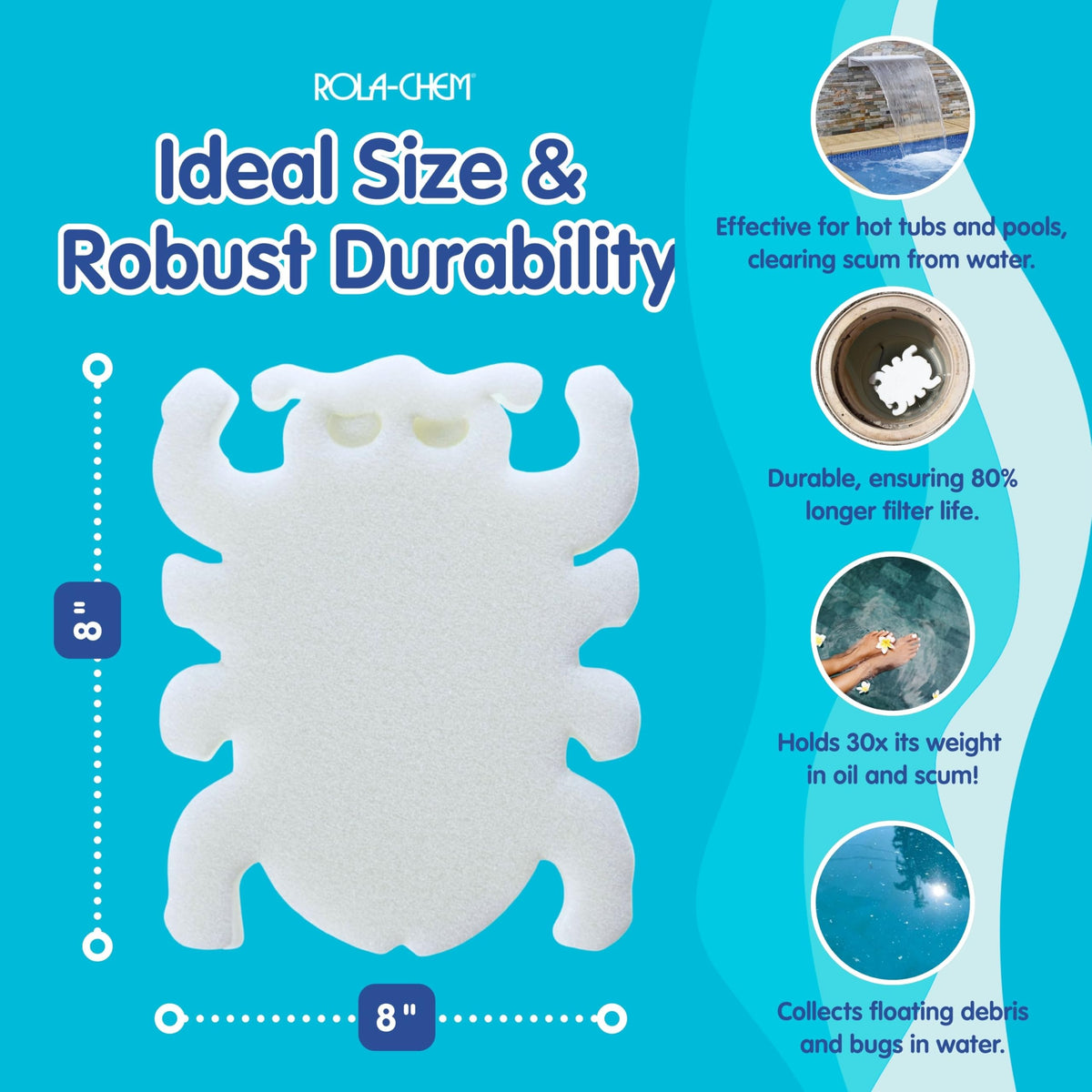Scumbug Hot Tub Scum Absorber in official packaging, designed for effective scum removal in hot tubs and pools. Available at Curat Cart.