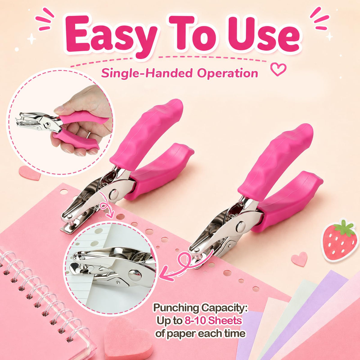 Single hole punch for crafts, perfect for daily use. Punch up to 10 sheets easily. Available at Curat Cart.