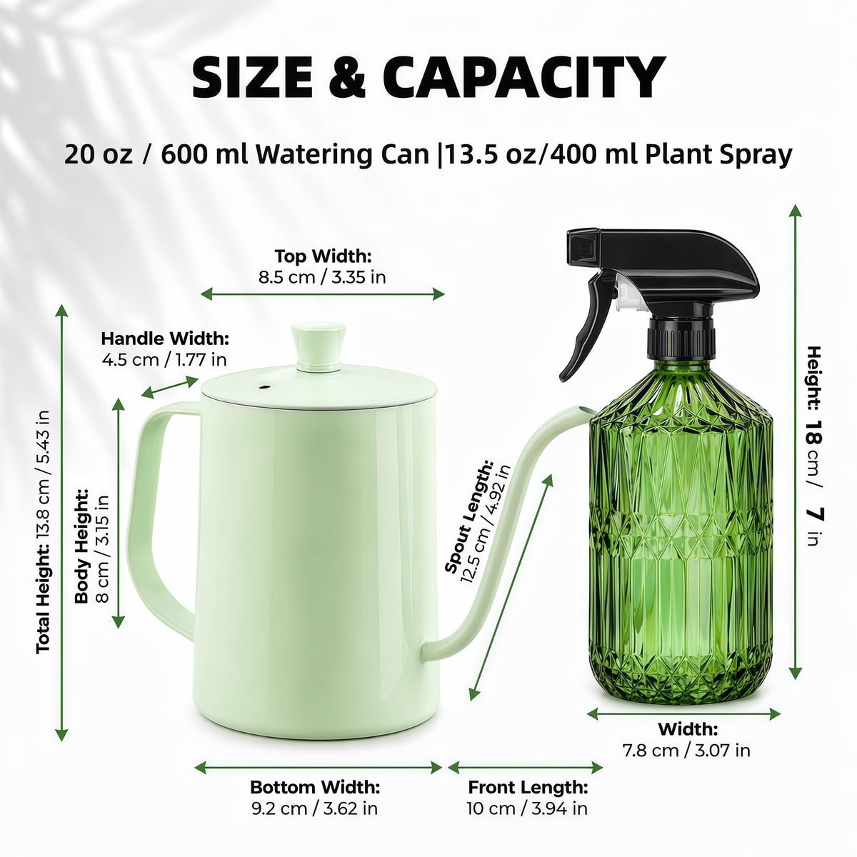 Small watering can and mister duo in high-quality finish, perfect for indoor gardening. Available at Curat Cart.