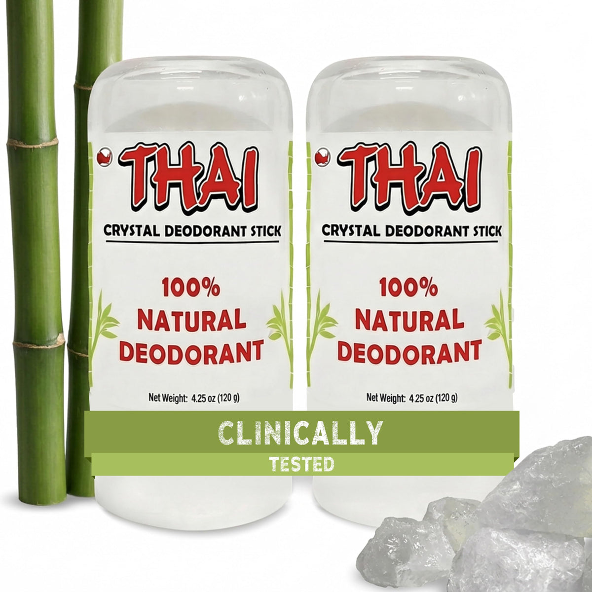 Discover the premium Thai Crystal Natural Deodorant Stick, 100% natural and clinically tested, available at Curat Cart.