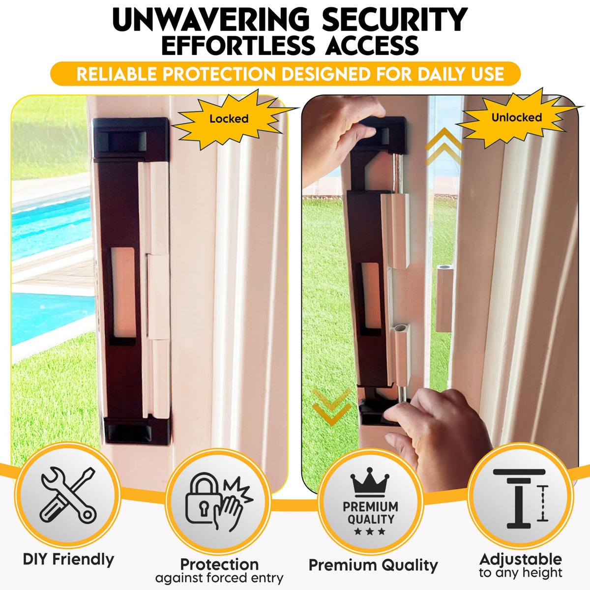 TOUGHBOLT double deadbolt patio door enhances security, verified by CuratCart for reliable daily use and protection.