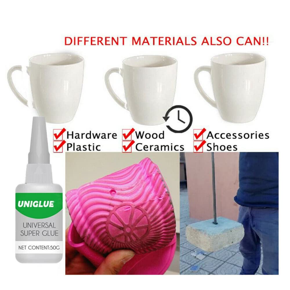 Uniglue High-Strength Oily Glue in original packaging, showcasing versatility for bonding hardware, wood, ceramics, and more.