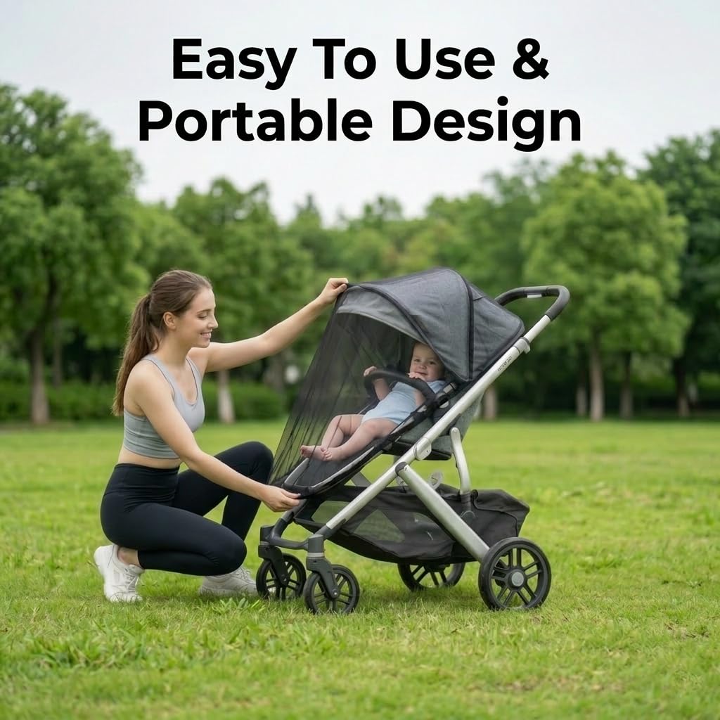 Universal Baby Mosquito Net Cover showcased in high-quality finish, ensuring easy use and portability for parents. Available at Curat Cart.