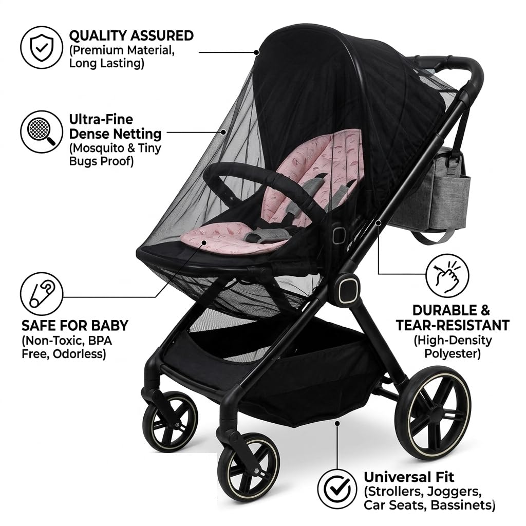 Universal Baby Mosquito Net Cover ensures safety against bugs. Perfect for daily use. Available at Curat Cart.