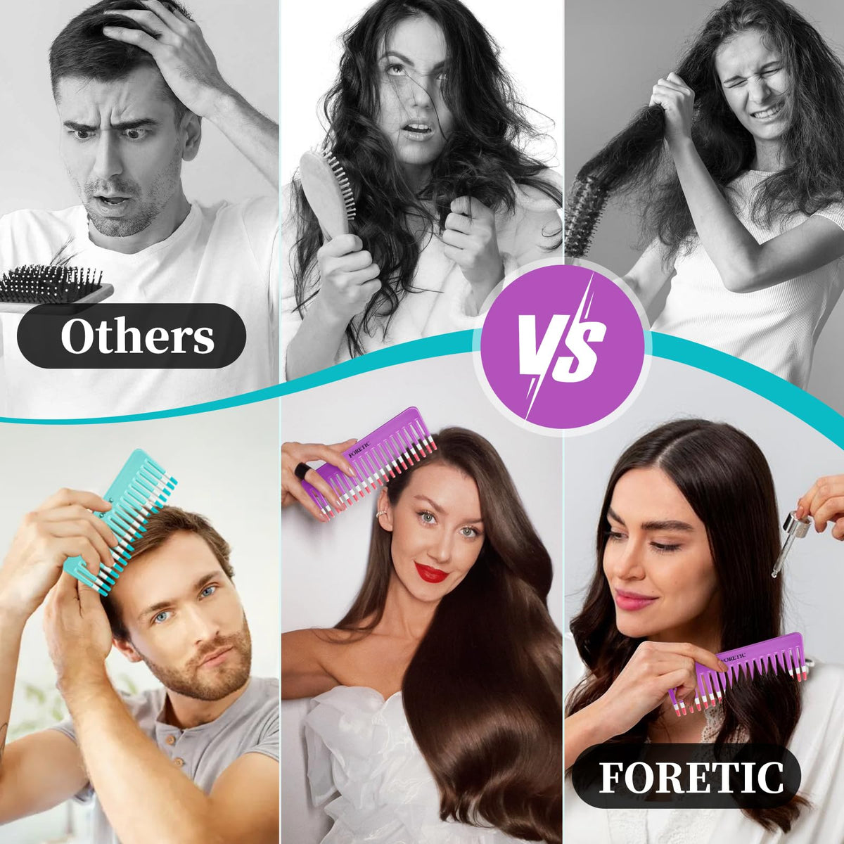 Discover the Wide-Tooth Anti-Static Comb Set for effortless detangling. Perfect for daily use and styling. Available at Curat Cart.