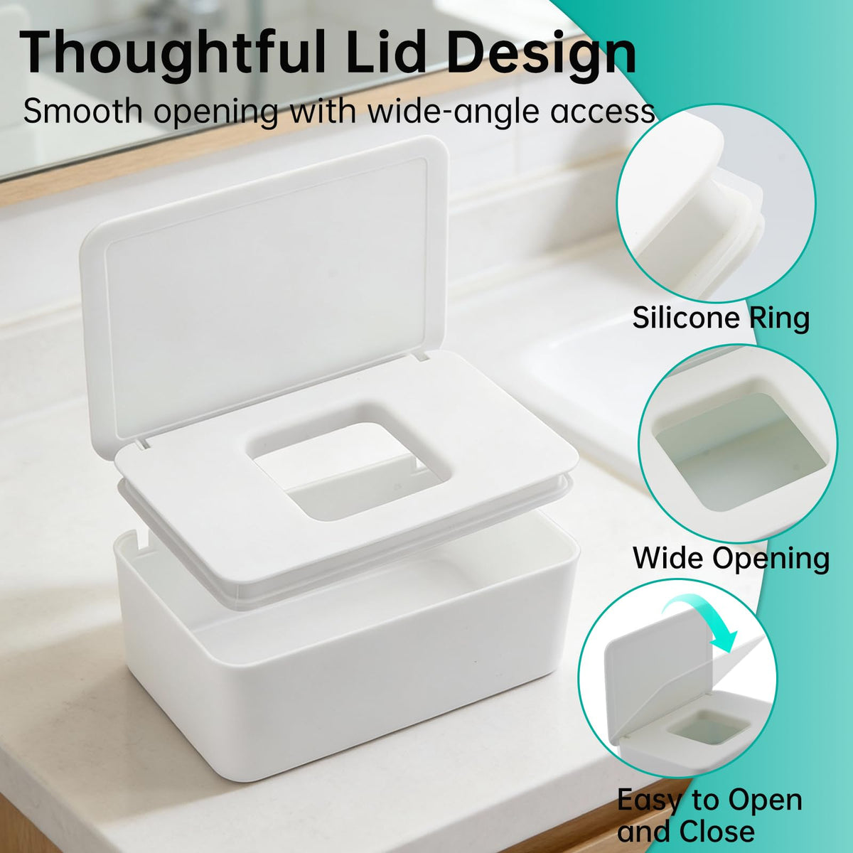Wipes Dispenser compatible with Cottonelle featuring a thoughtful lid design and high-quality finish available at Curat Cart.