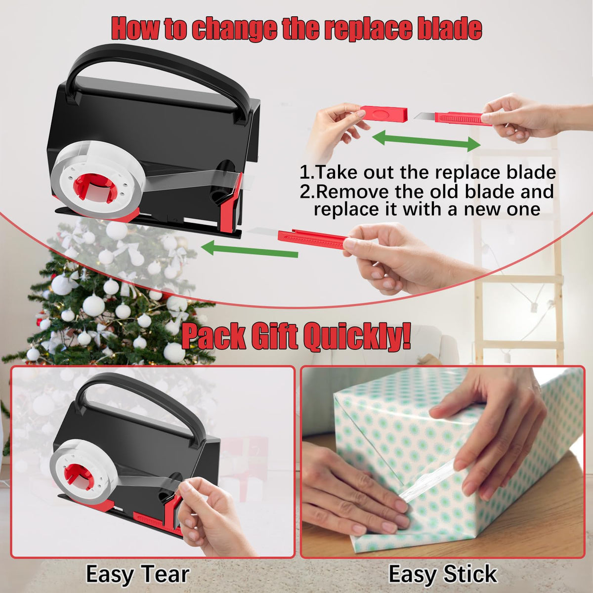 Effortlessly cut and tape gifts with this high-quality Wrapping Paper Cutter and Tape Dispenser from Curat Cart, designed for quick packaging.
