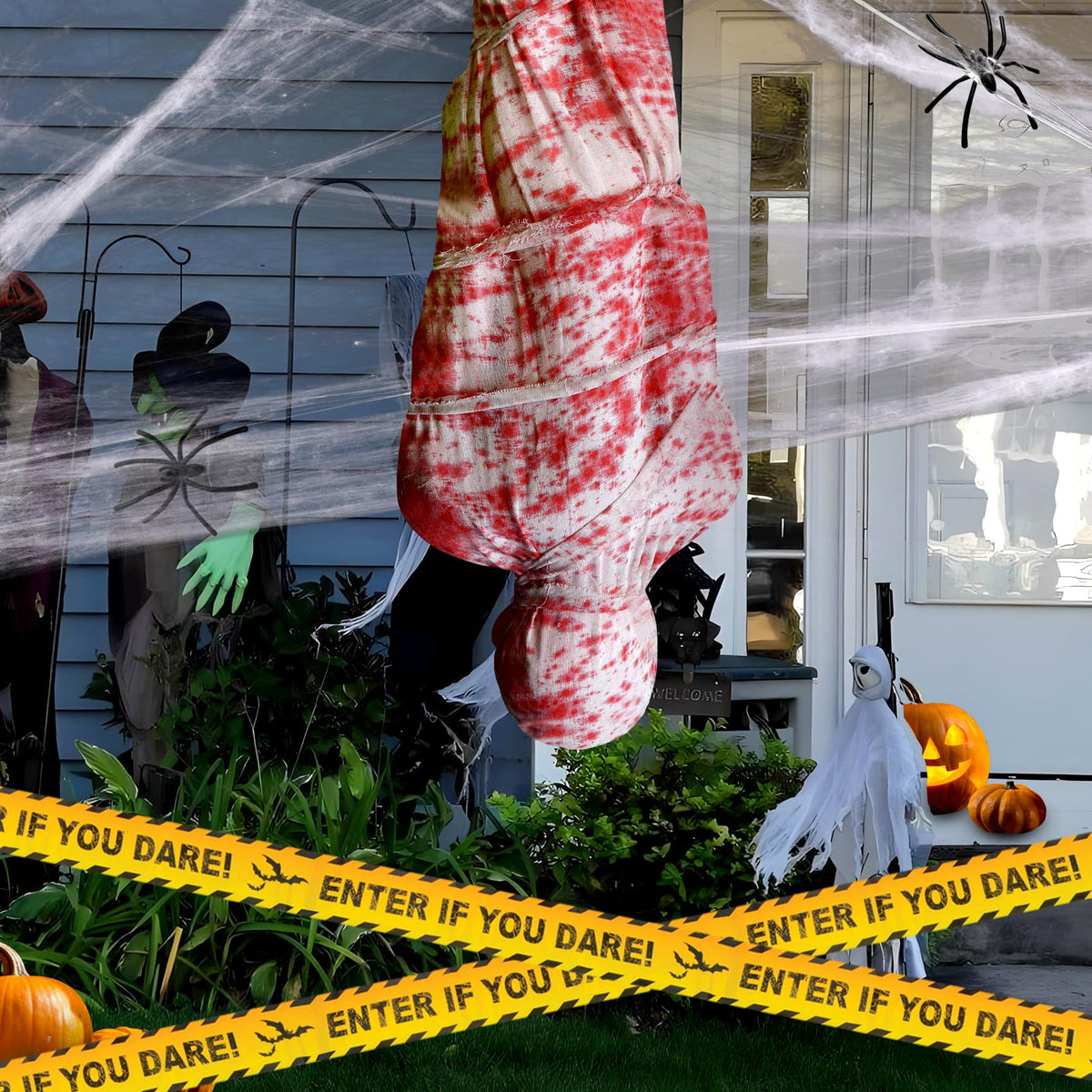 Dead Body Bags Hanging Props available at Curat Cart, perfect for Halloween decorations in India. 100% Authentic, enter if you dare.