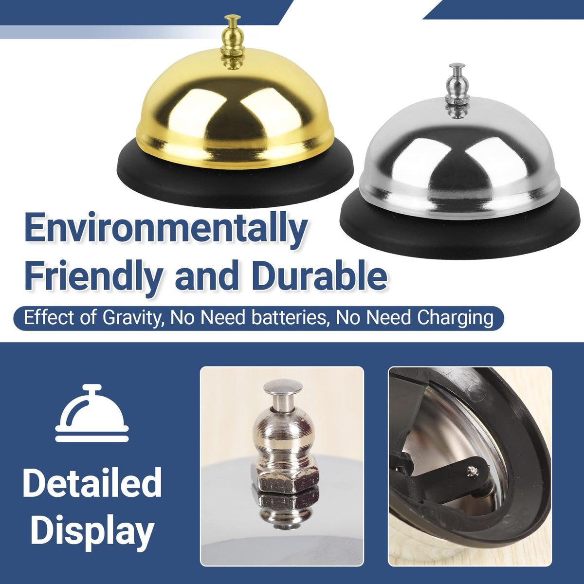 Durable service bells in gold and silver, perfect for daily use. Upgrade your routine with eco-friendly options from Curat Cart.