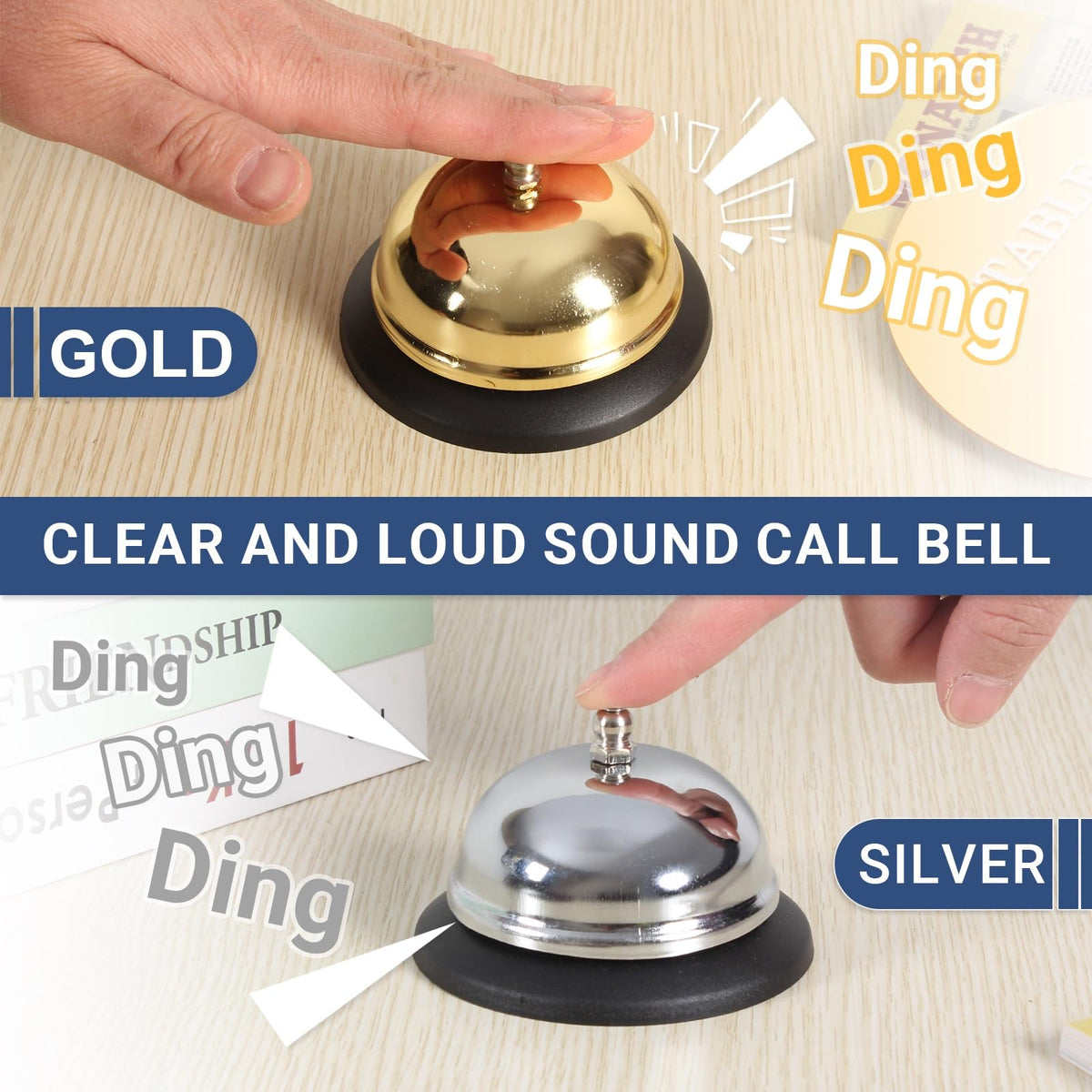Durable service bells in gold and silver, offering clear and loud sound. 100% Authentic, available at Curat Cart in India.