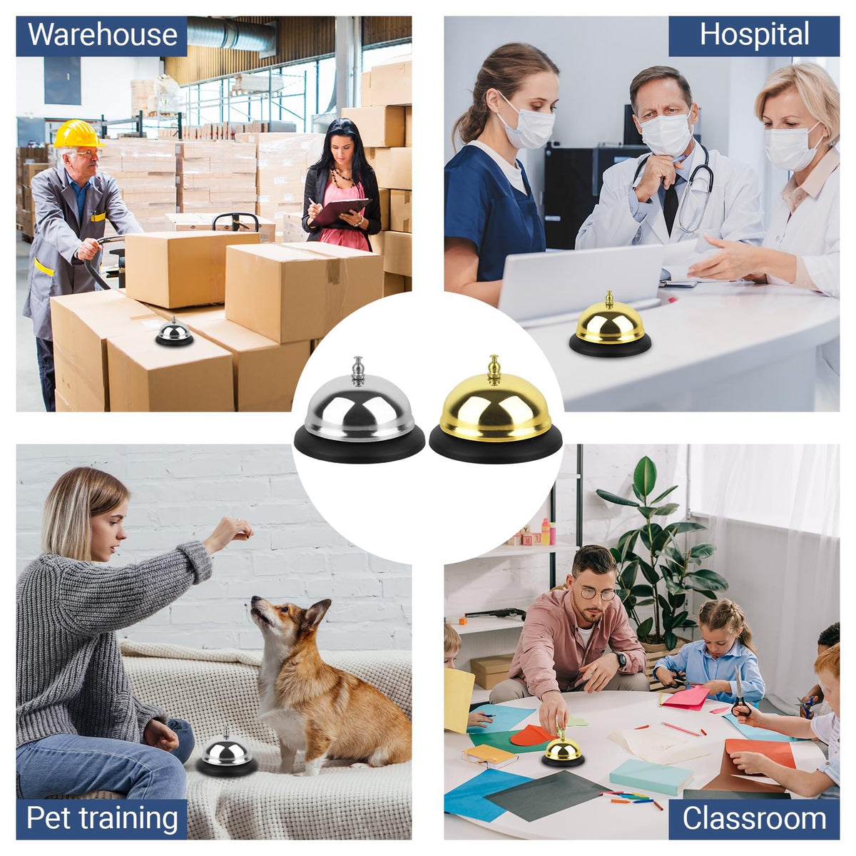 Durable service bells in high-quality finish, ideal for various settings like hospitals, classrooms, and pet training. Available at Curat Cart.