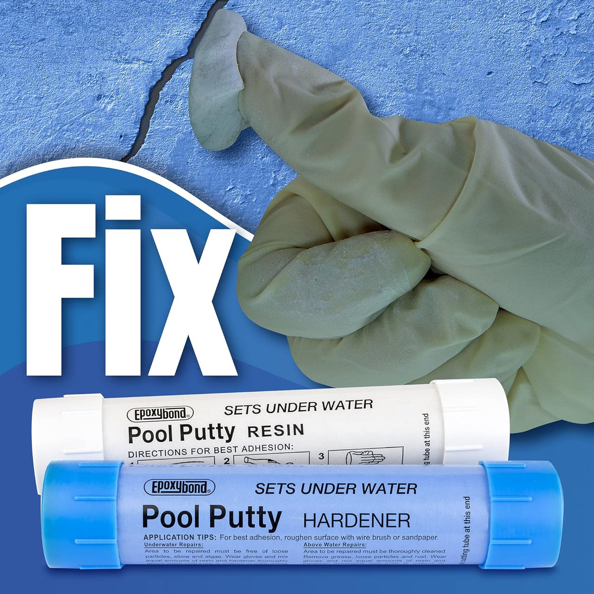 High-quality pool putty for effective underwater repairs. Official EPOXYBOND resin and hardener for lasting fixes.