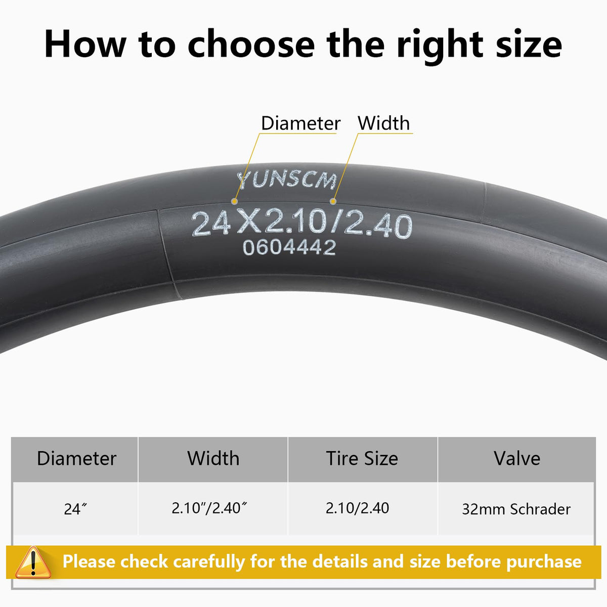Heavy Duty Bike Tubes with detailed size specifications, ensuring 100% Authentic products available at Curat Cart in India.