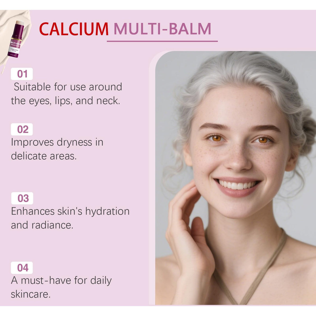 Curat Cart's Calcium Multi Balm Stick enhances hydration and radiance, perfect for daily skincare around eyes, lips, and neck.