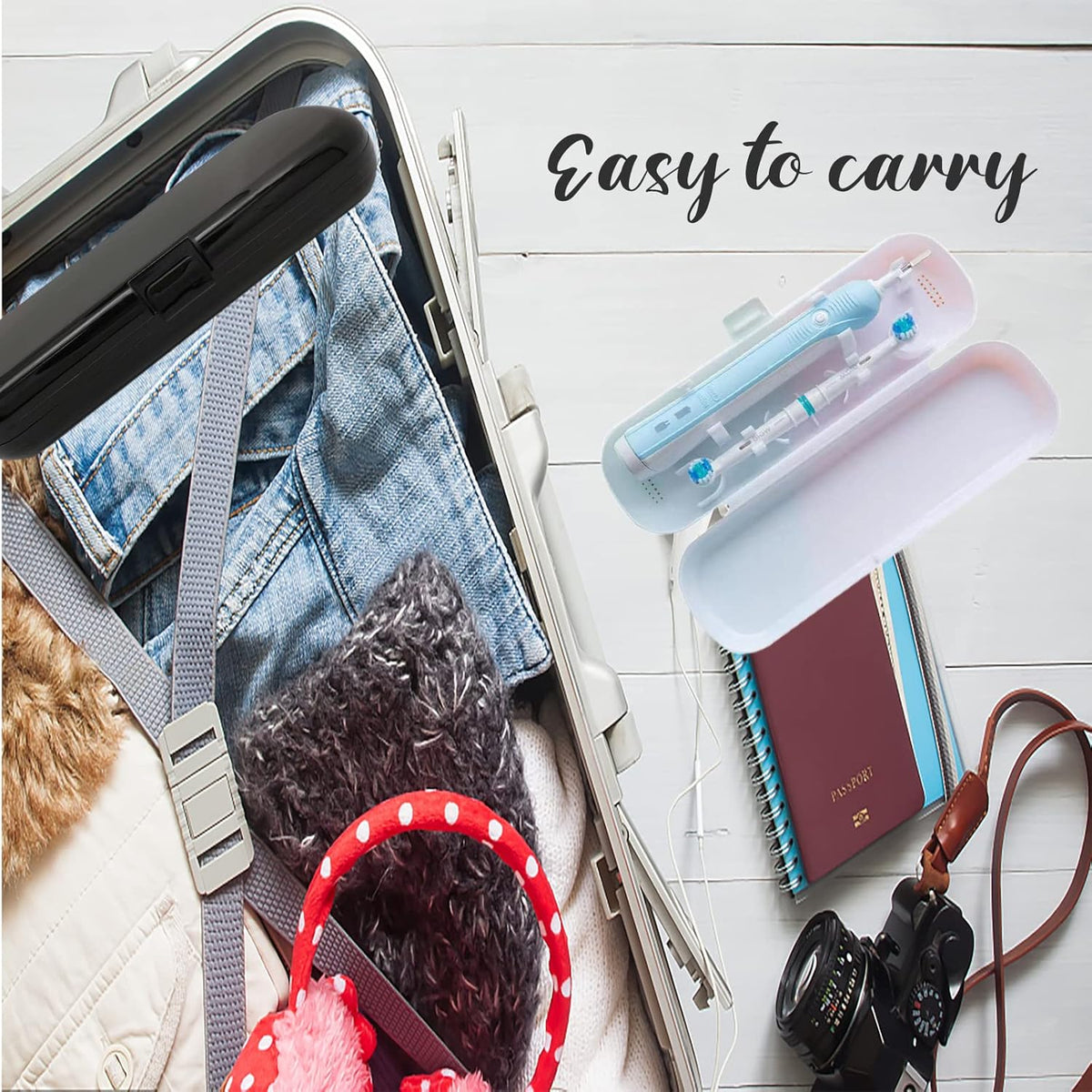 Compact electric toothbrush travel case, perfect for on-the-go dental care. Verified by CuratCart for quality assurance.