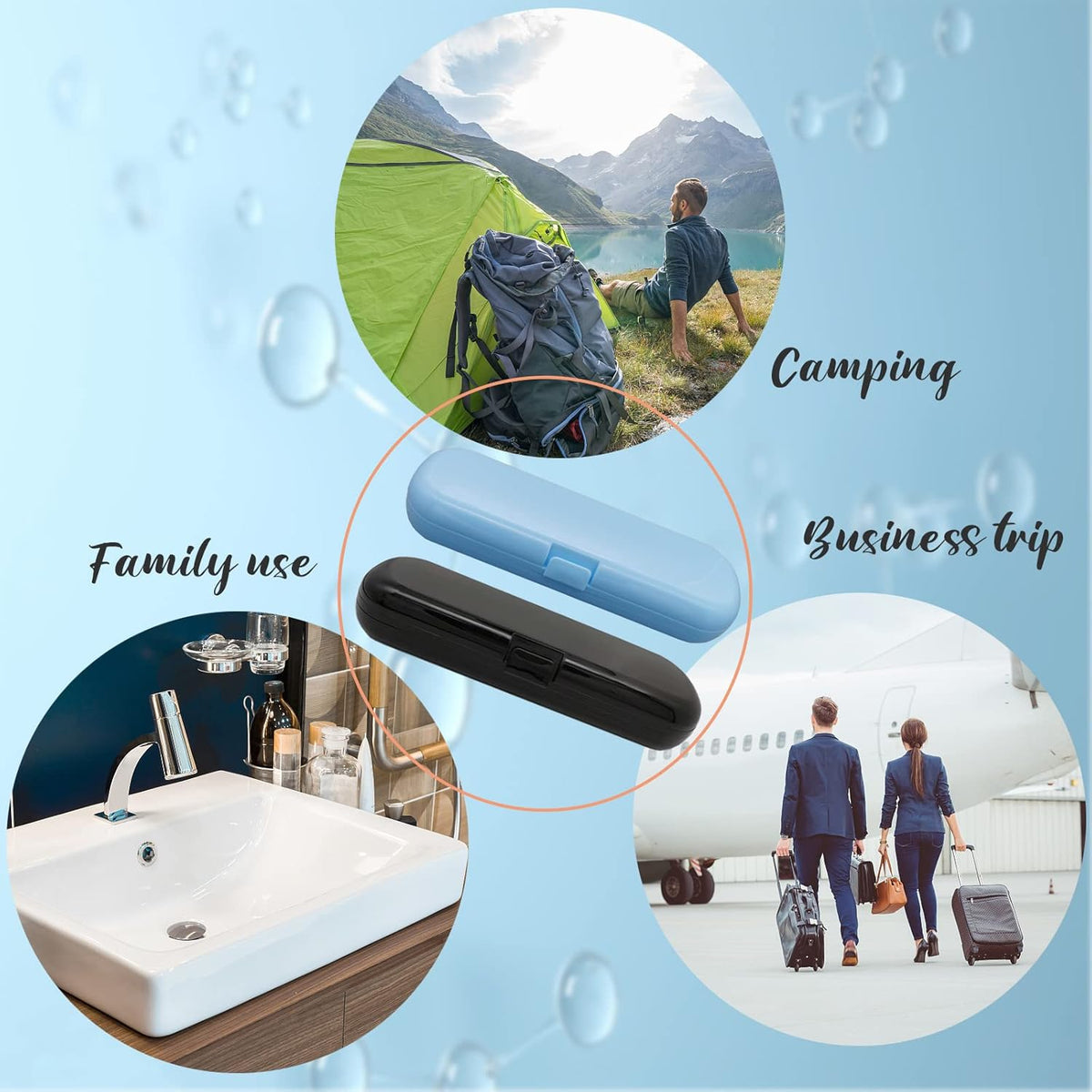 Explore our sleek electric toothbrush travel case, perfect for camping, family trips, and business travels. Keep your brush safe!