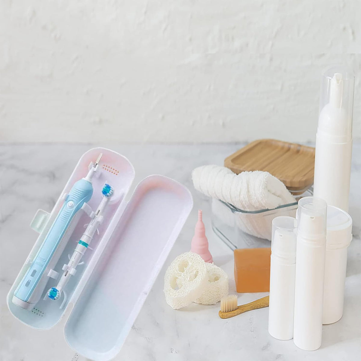 Premium imported electric toothbrush travel case, designed for convenience and hygiene on the go.