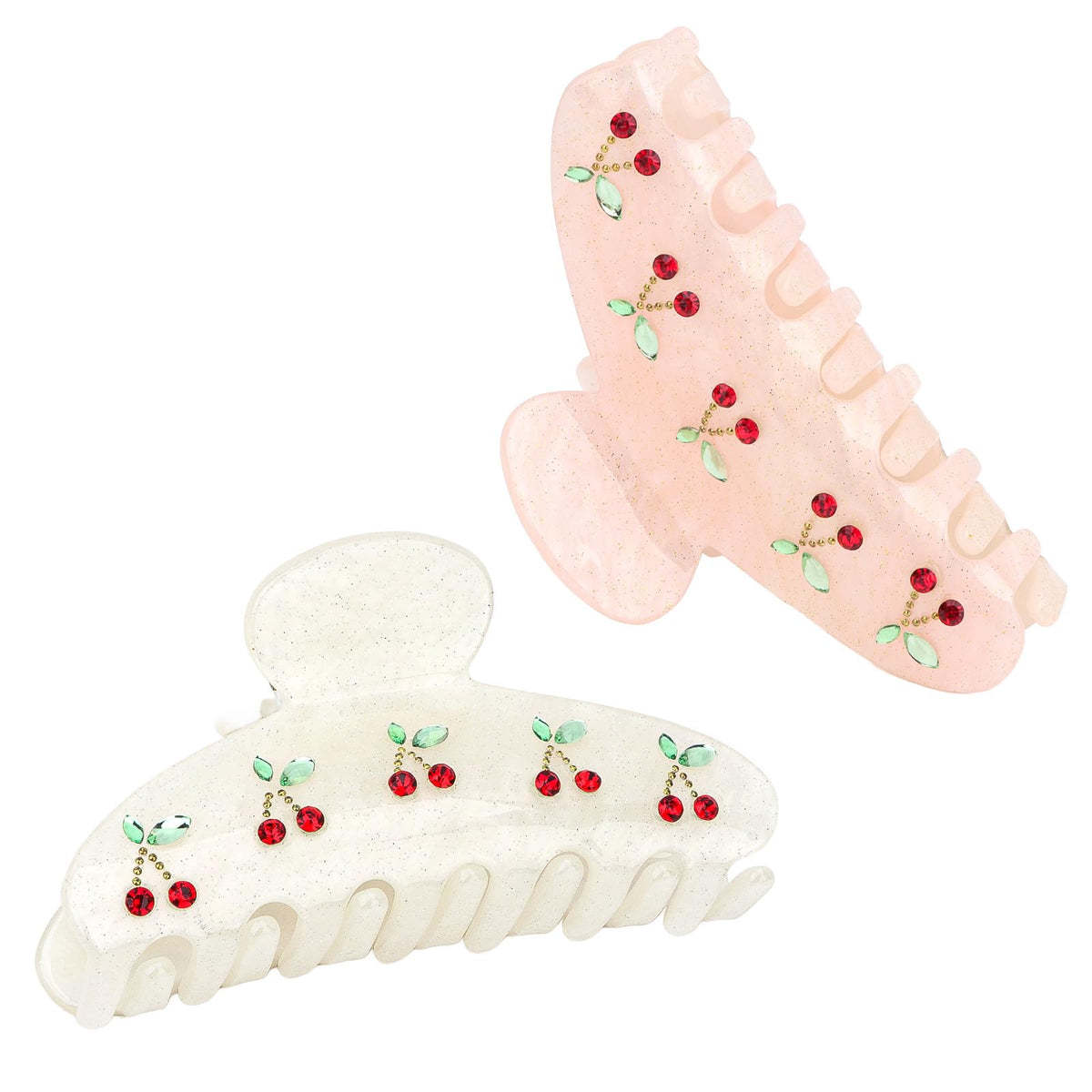 Stylish hair claw clips for women, featuring premium imported quality with cherry embellishments. Available at Curat Cart.