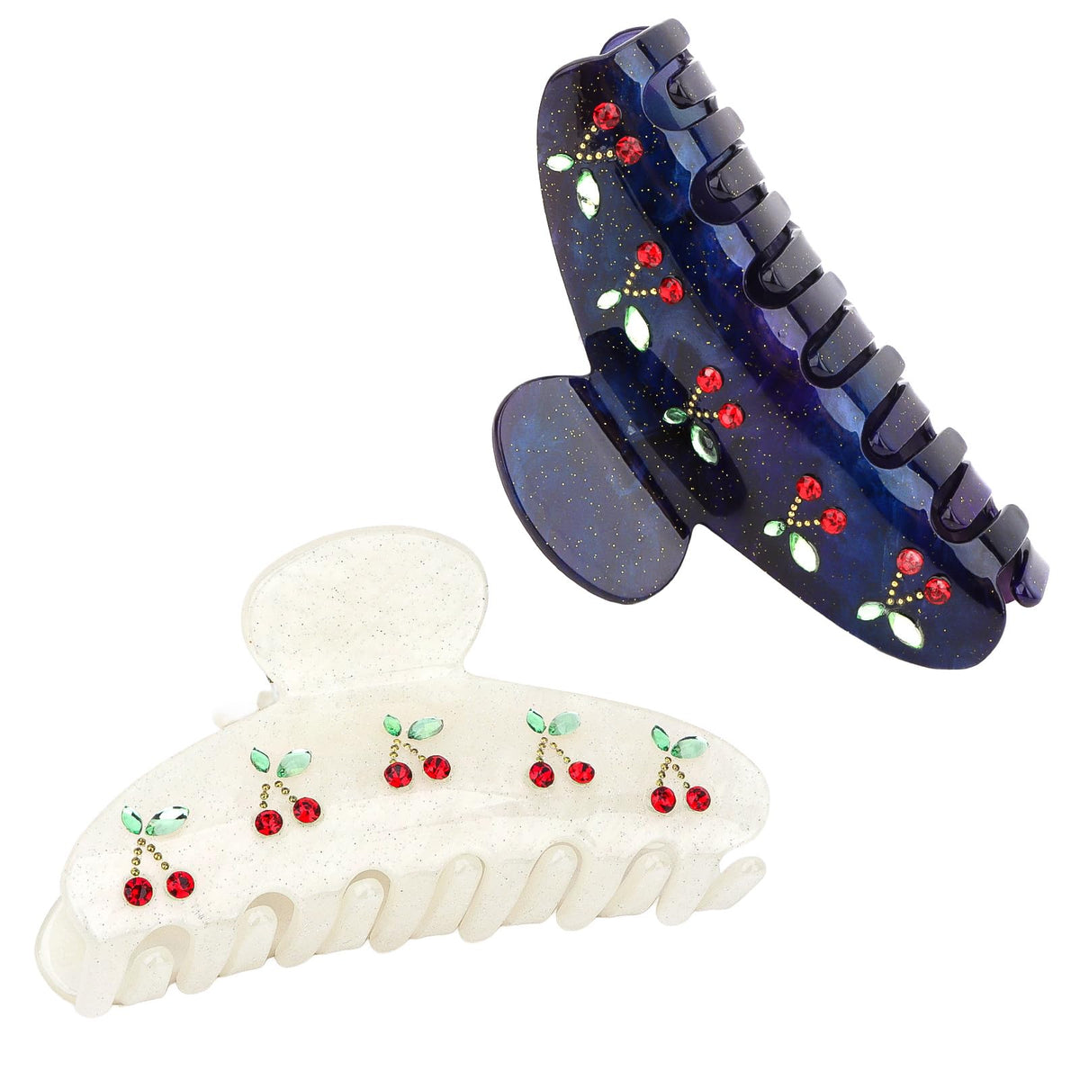 Elegant hair claw clips for women, featuring premium imported design with cherry motifs. Available at Curat Cart.