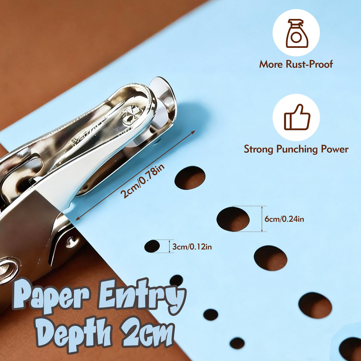 Premium hole punch with soft grip, showcasing strong punching power and rust-proof design. Available at Curat Cart.