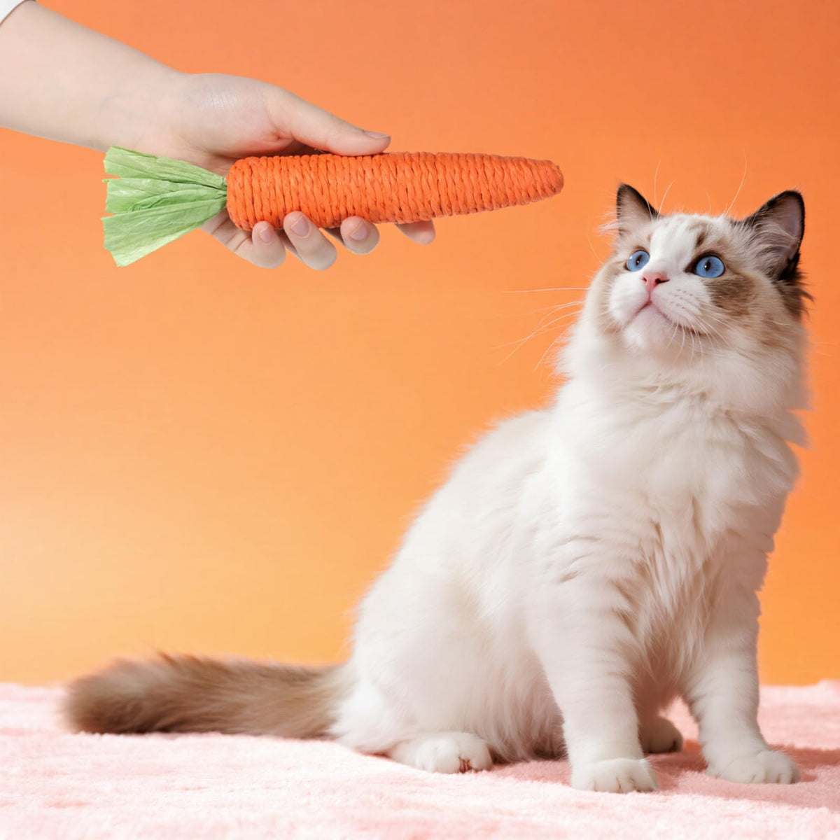 Delight your kitten with exclusive teething toys from Curat Cart, featuring a fun carrot design for playful chewing.