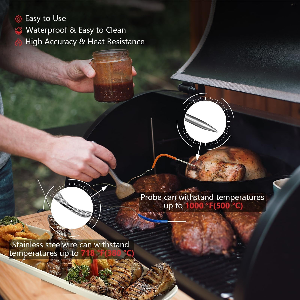 Specially curated by Curat Cart, this meat probe ensures high accuracy and heat resistance, perfect for Traeger Grill enthusiasts.