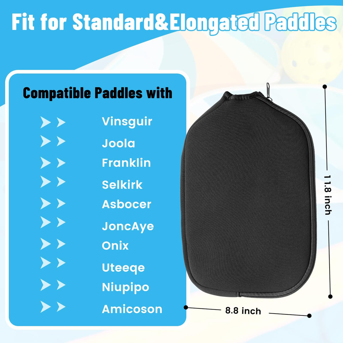 Durable Pickleball Paddle Covers compatible with brands like Vinsguir and Joola. 100% Authentic, available at Curat Cart in India.