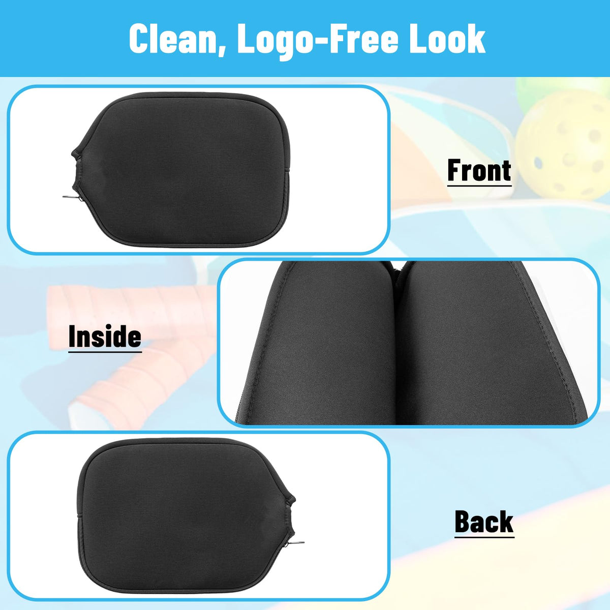 High-quality pickleball paddle covers showcasing a clean, logo-free look. Available at Curat Cart for premium protection.
