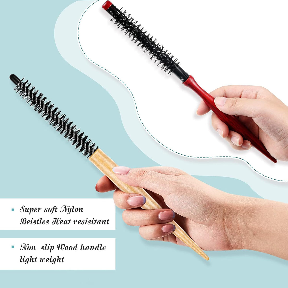 Discover the Small Round Hair Brush Mini with a lightweight, non-slip wood handle. Verified by CuratCart for quality assurance.