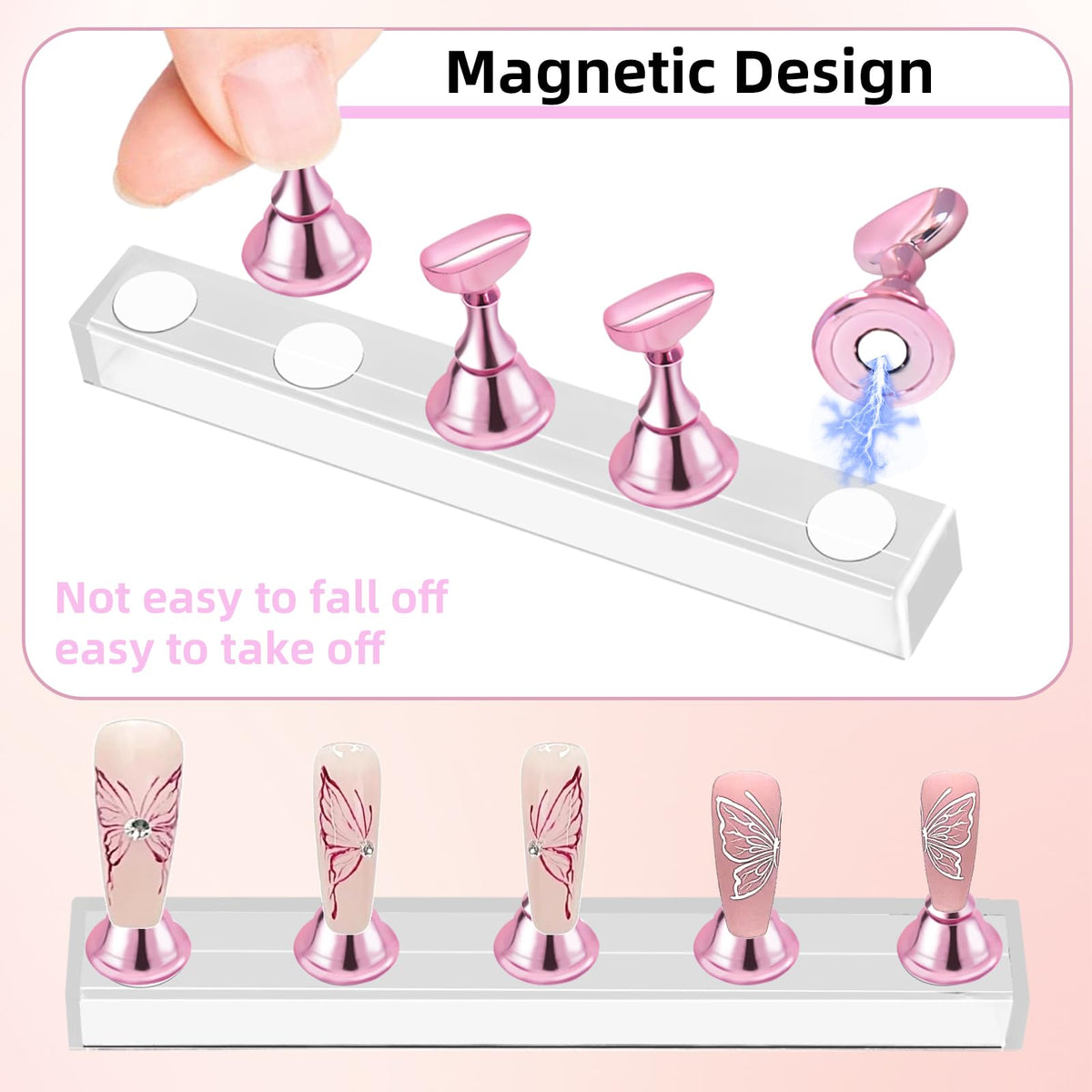 Enhance your nail art with this Nail Stand for Press-On Nails, featuring a magnetic design for easy use. Perfect for daily styling. Available at Curat Cart.