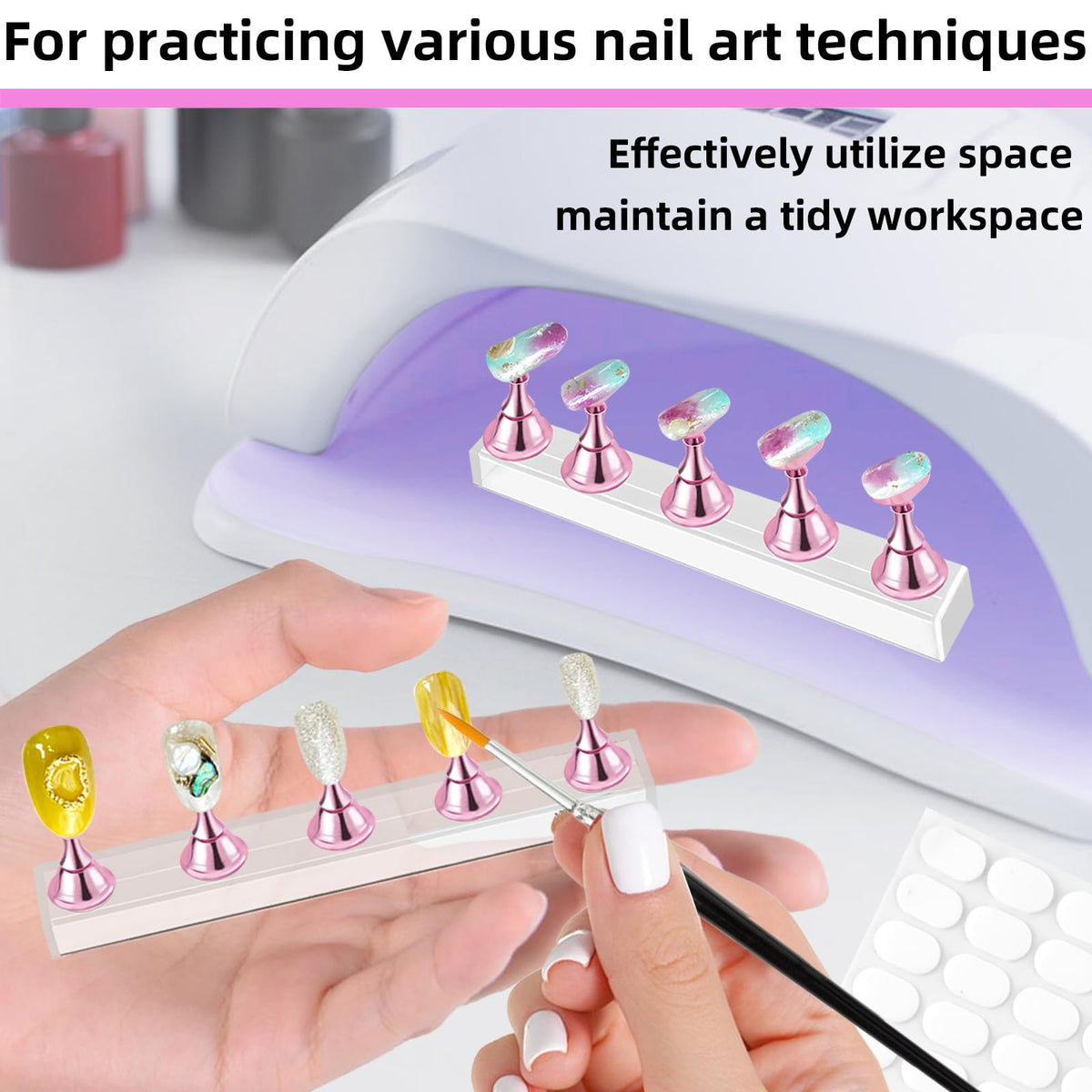 Nail Stand for Press-On Nails, perfect for practicing nail art techniques. 100% Authentic, available at Curat Cart in India.