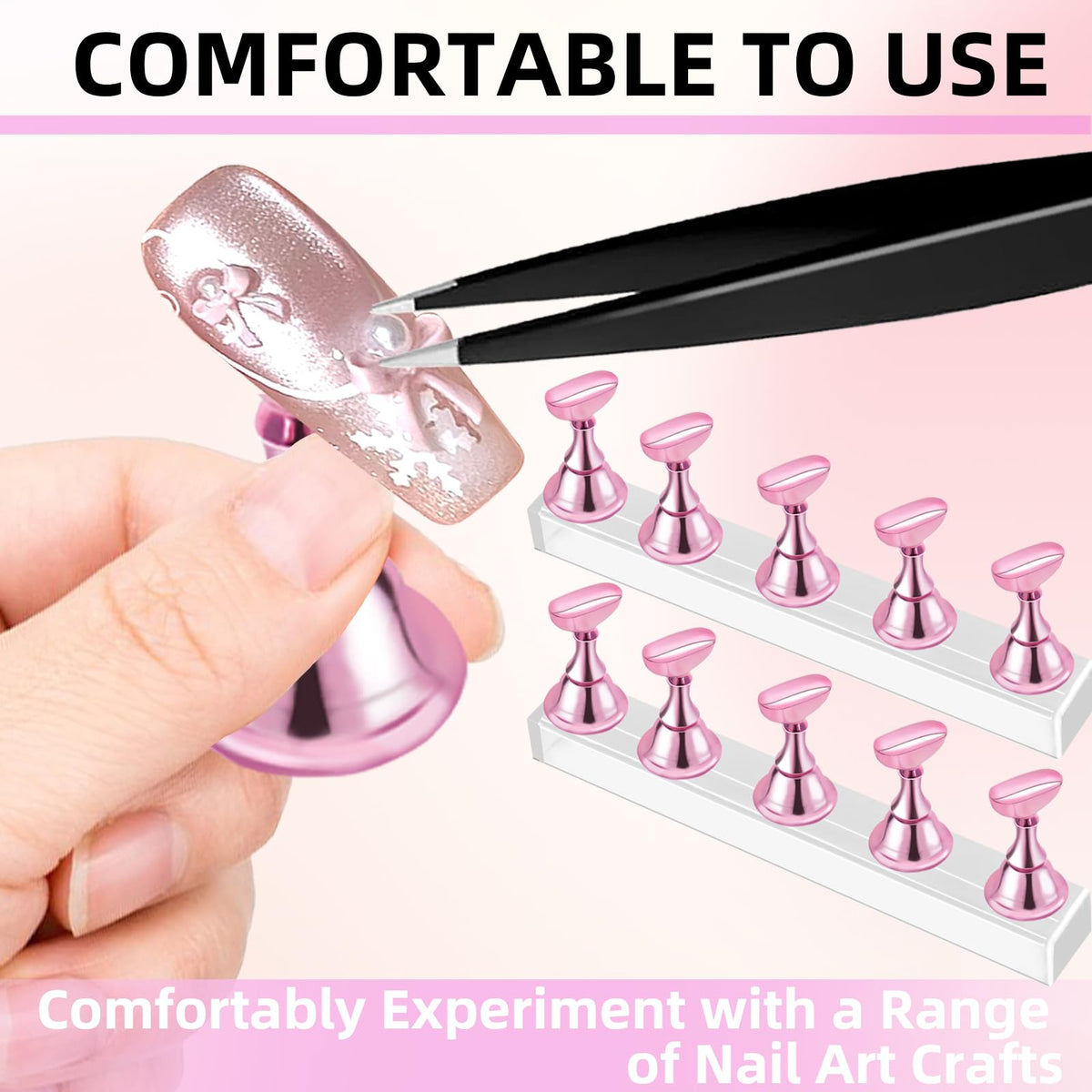 Specially curated by Curat Cart, this nail stand for press-on nails allows comfortable experimentation with nail art crafts.