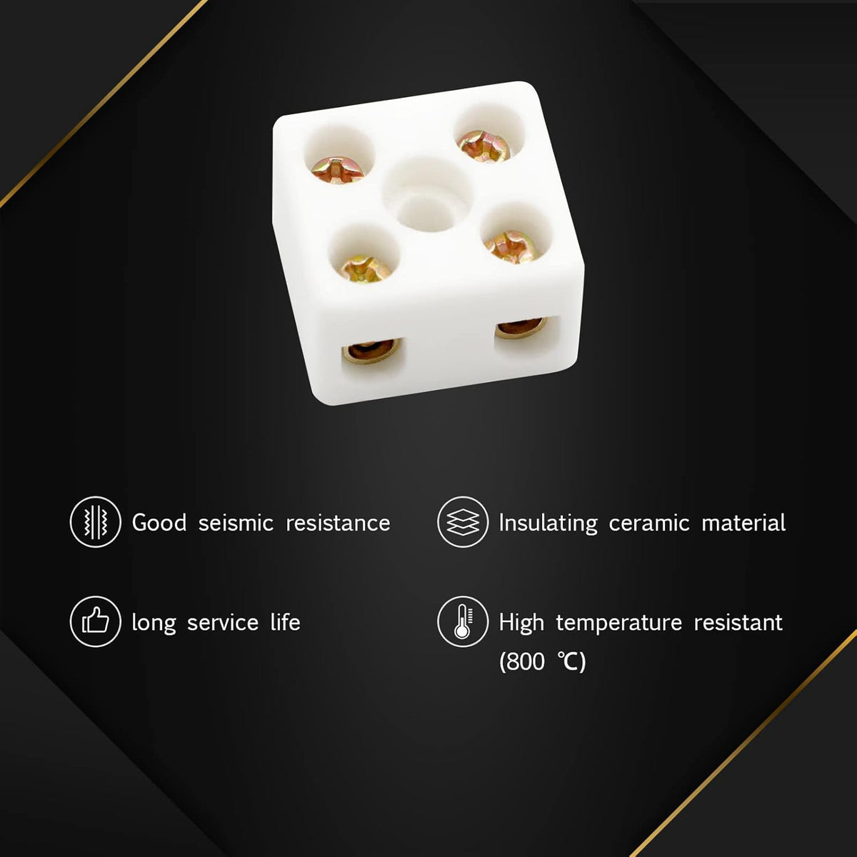 Premium imported ceramics terminal block, 25A 380V, offers high temperature resistance and long service life.