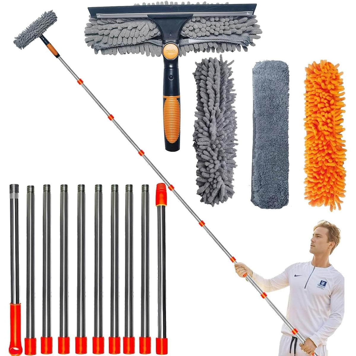 Premium imported squeegee window cleaner duster set, ideal for effortless cleaning. Available at Curat Cart.