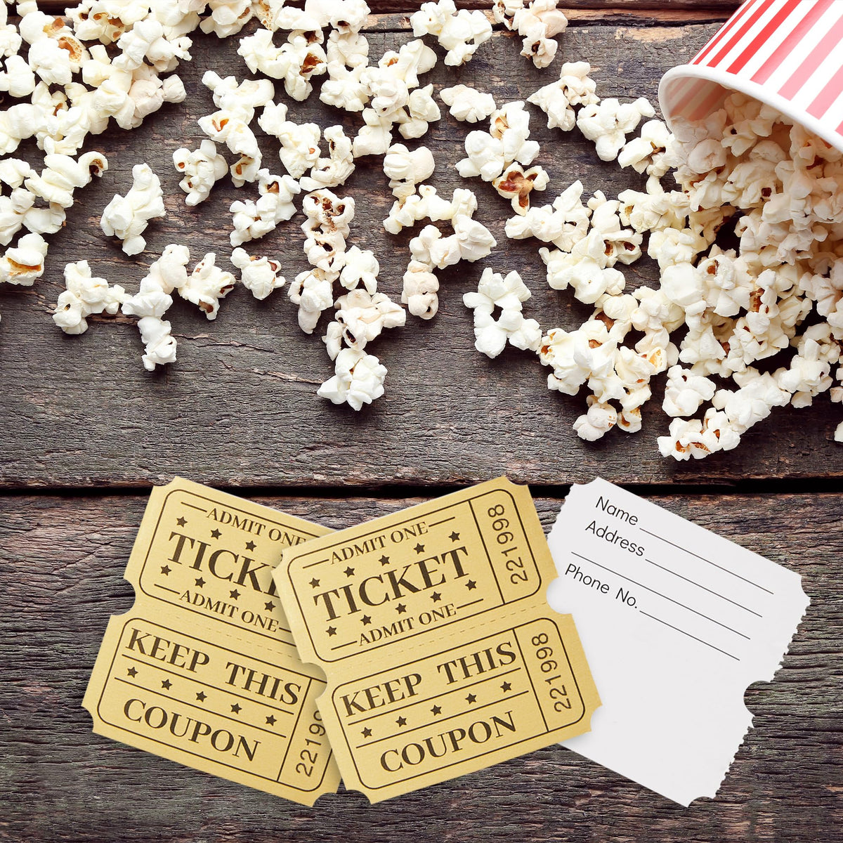 Premium imported Golden Raffle Tickets, perfect for events and giveaways, available at Curat Cart. Celebrate in style.