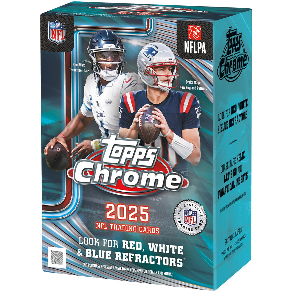 Discover premium imported Topps Chrome NFL Football Value Box featuring 2025 NFL trading cards, available at Curat Cart.
