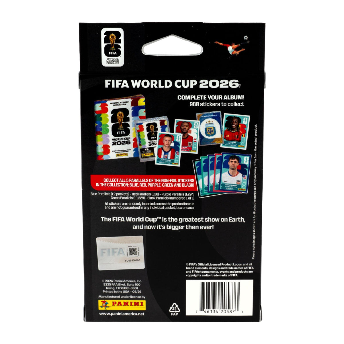 Official FIFA World Cup Panini Soccer Box with 988 collectible stickers, available at Curat Cart. Enhance your collection today.