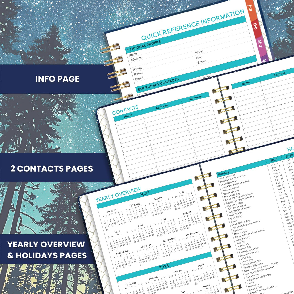 Discover the 2027 Planner Weekly and Monthly, a premium import featuring detailed info and contacts pages. Available at Curat Cart.