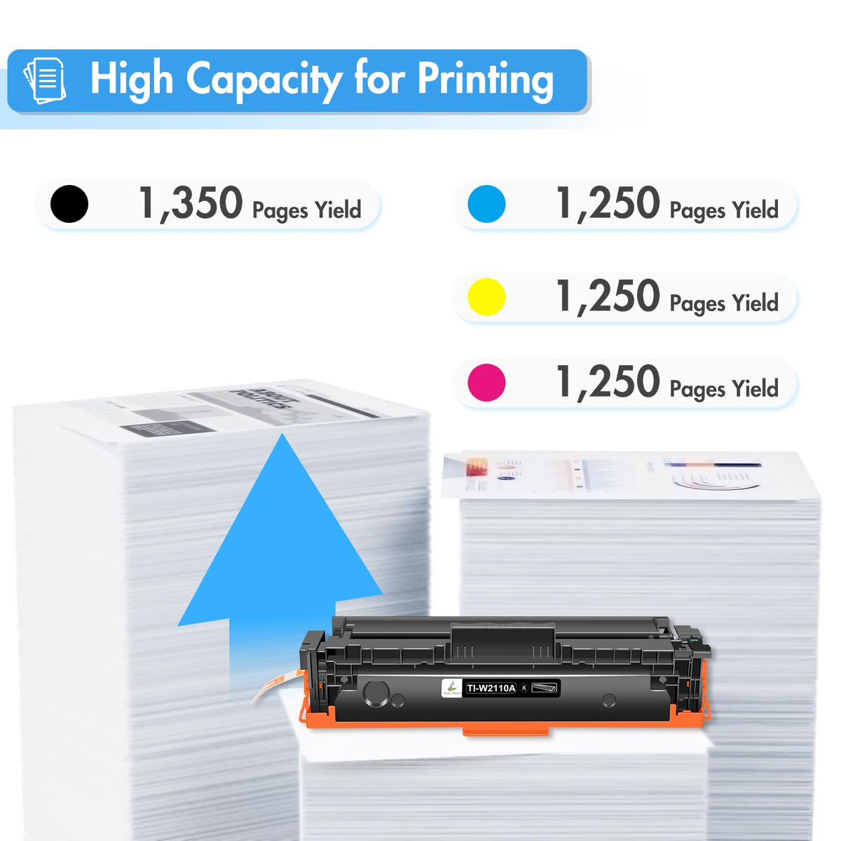 High-capacity toner cartridges compatible for HP, offering 1,350 pages yield in official packaging. Available at Curat Cart.