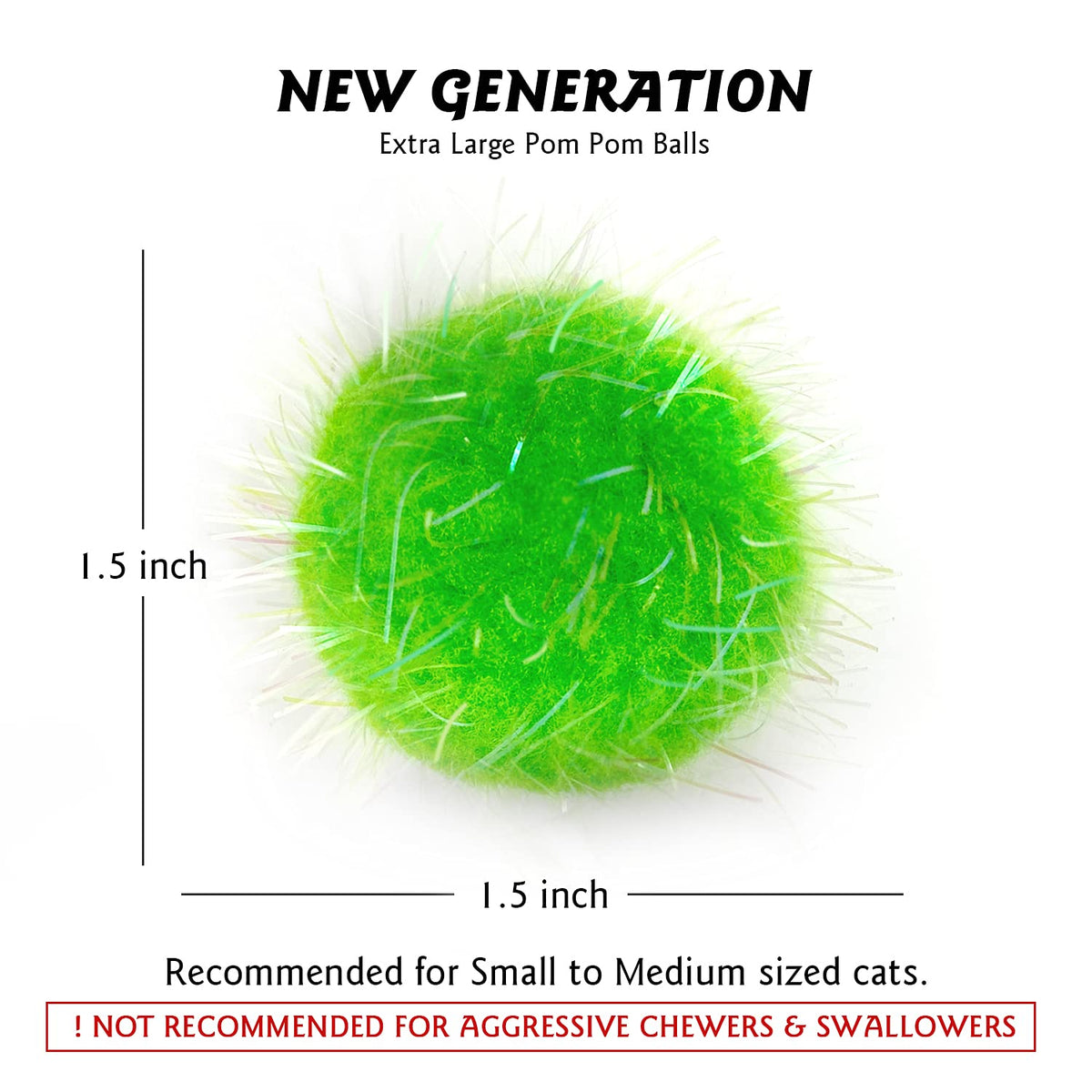 Extra Large Cat Chase Glitter Ball Toy in vibrant green, perfect for small to medium cats. 100% Authentic, available at Curat Cart.