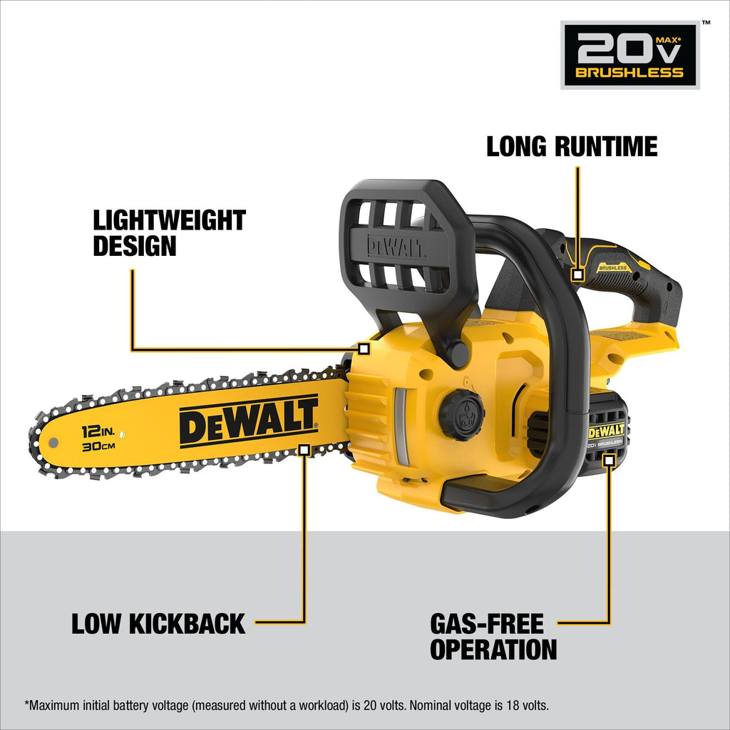 Explore the 20V MAX Cordless Chainsaw with lightweight design, low kickback, and gas-free operation. Available at Curat Cart.