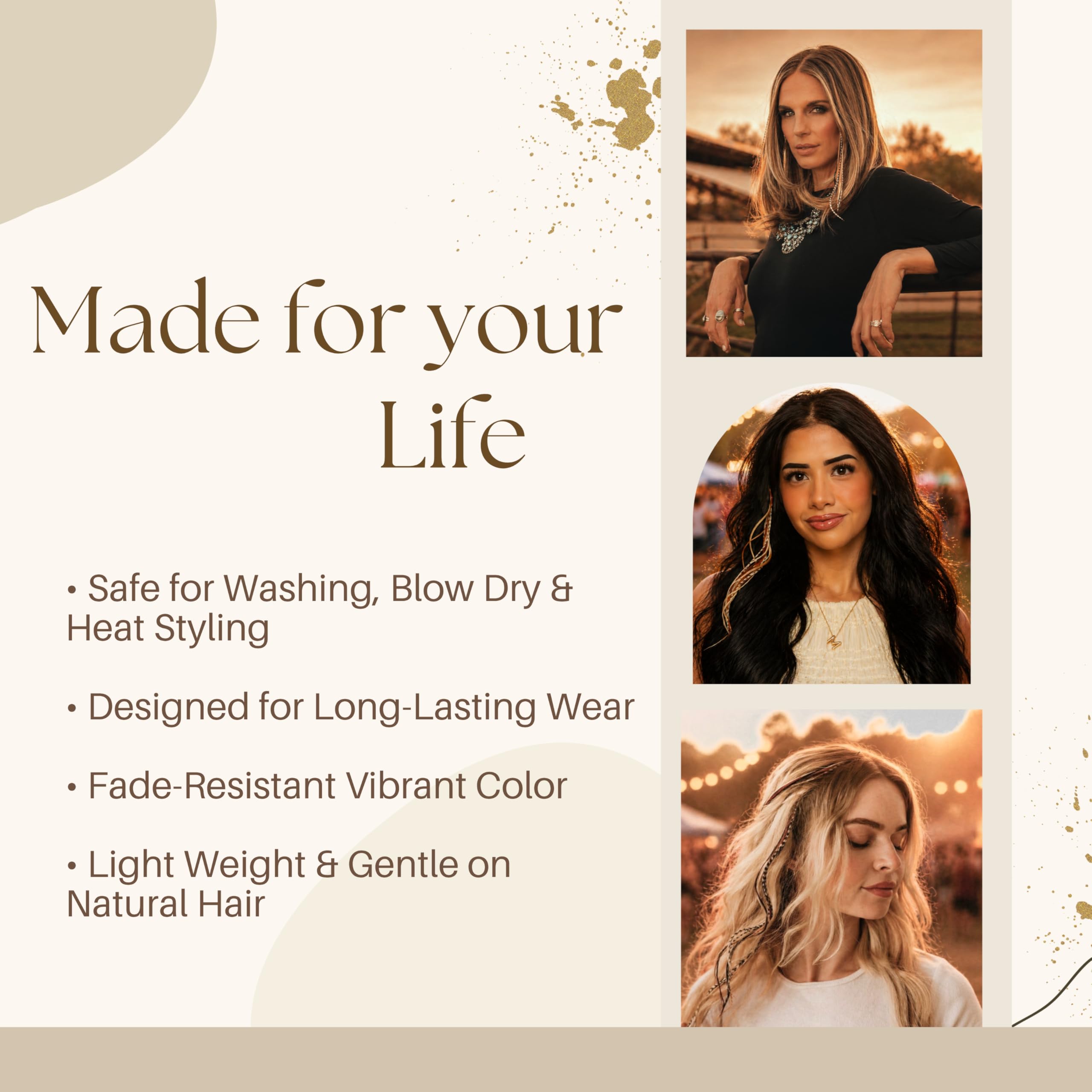Discover 21 genuine natural color hair extensions, 9”-14”, safe for styling and gentle on natural hair.
