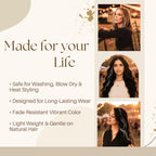 Authentic 21 natural color hair extensions, 9”-14”, safe for styling, fade-resistant, and lightweight for natural hair.