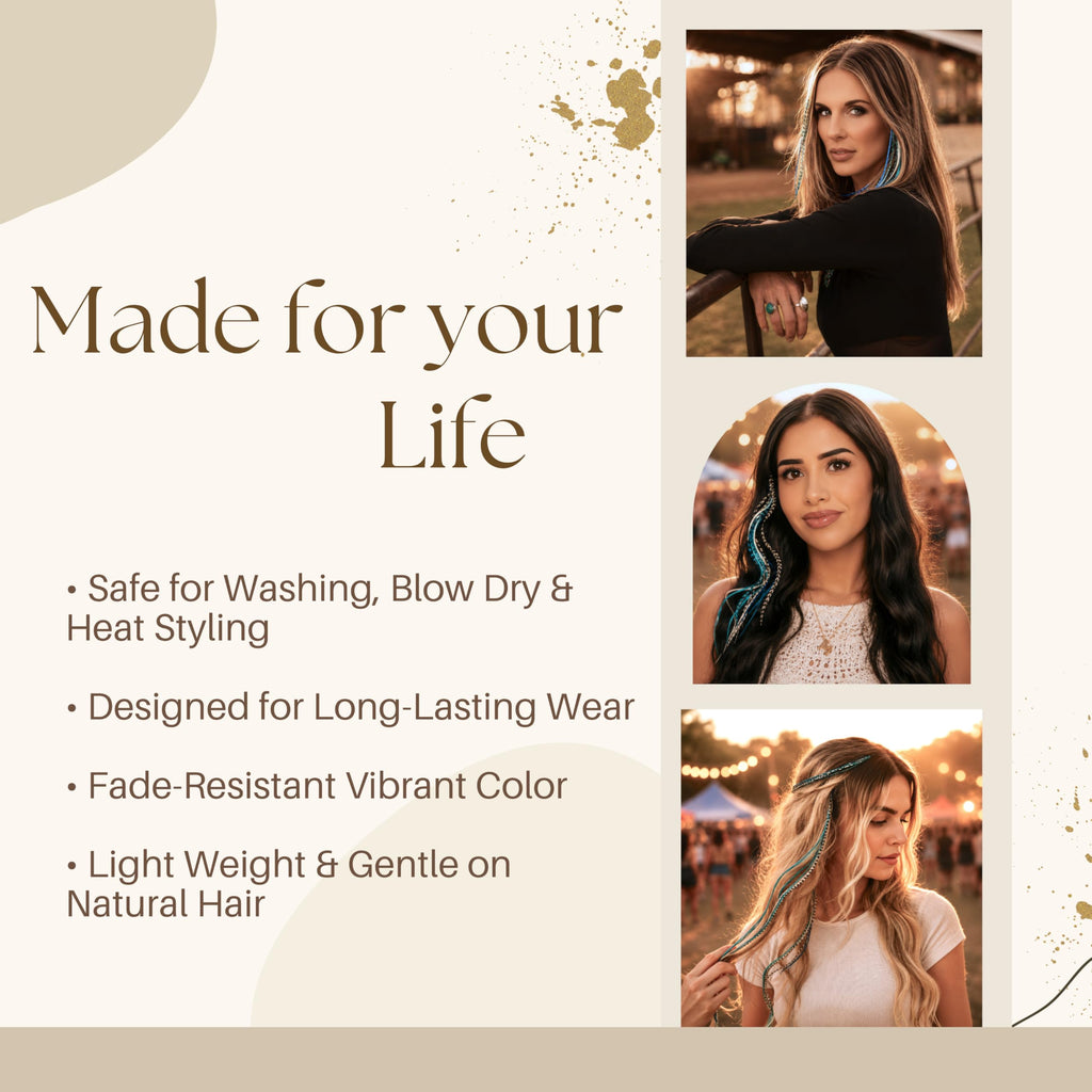 Premium imported 21 natural color hair extensions, 9"–14", safe for styling, fade-resistant, lightweight, and gentle.