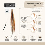 Premium imported 21 natural color hair extensions, 9”-14”, made from 100% real feathers for salon-grade quality.