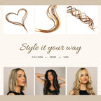 21 natural color hair extensions, 9"-14", styled in various ways. Trust CuratCart for quality hair products.