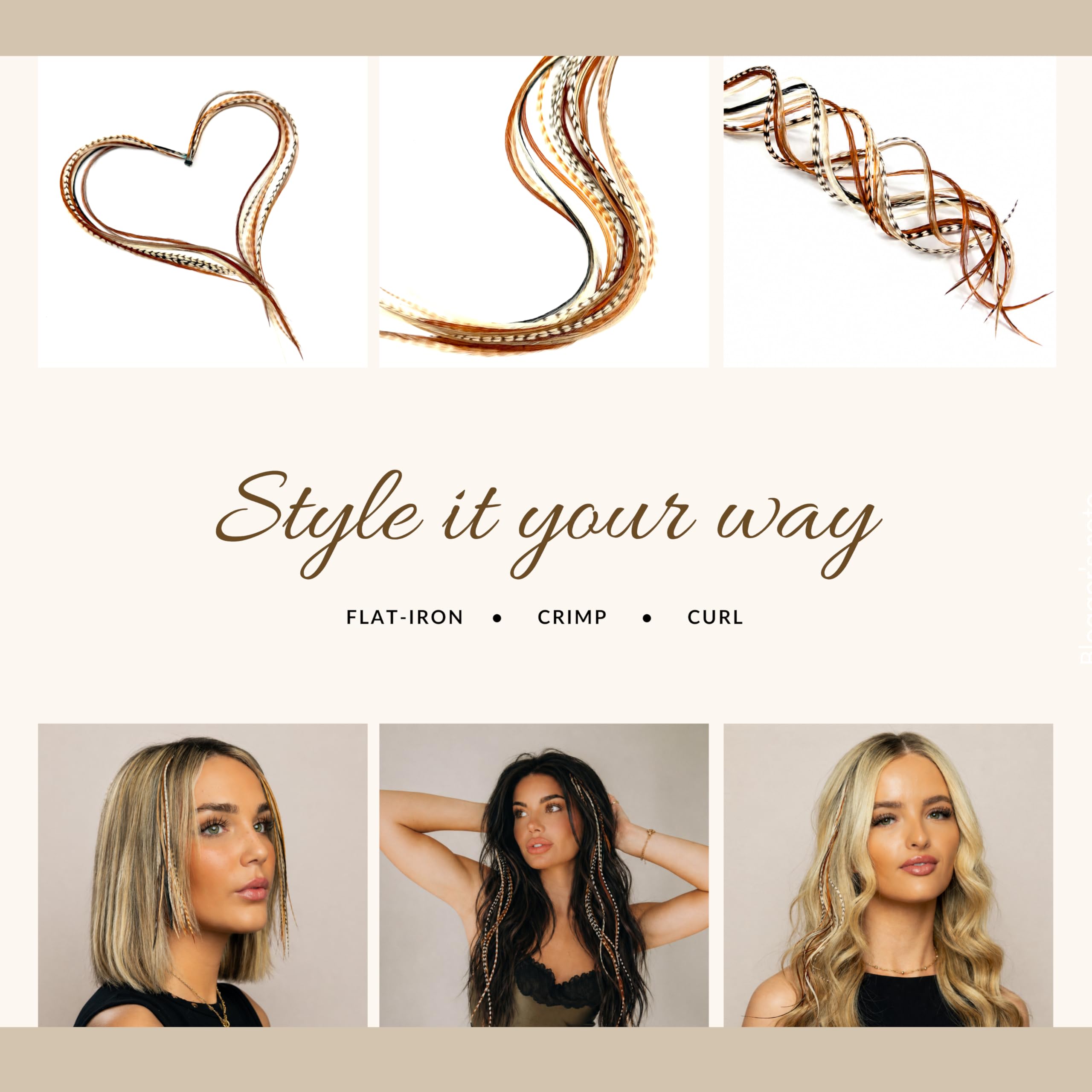 21 natural color hair extensions, 9"-14", styled in various ways. Trust CuratCart for quality hair products.