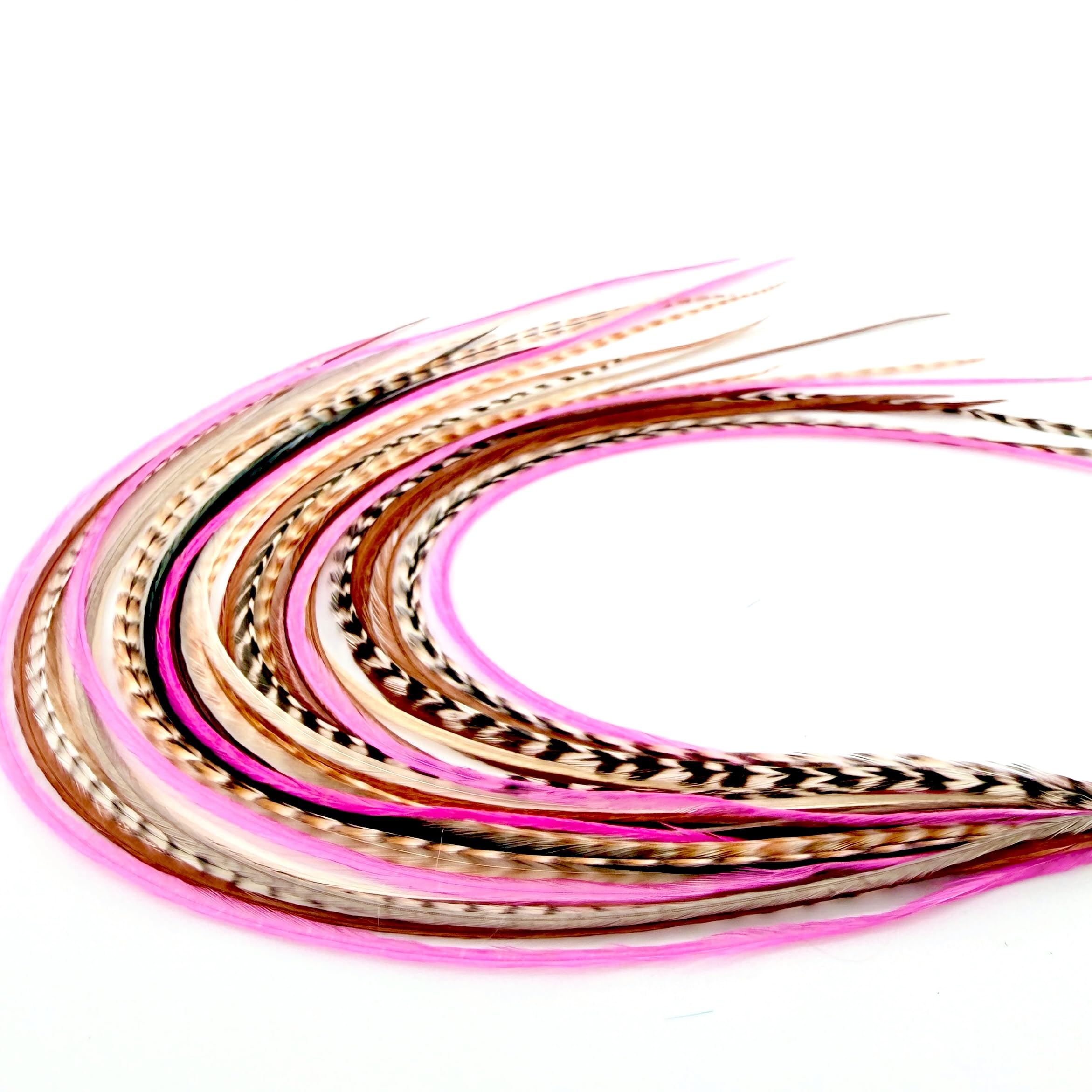 Set of 21 vibrant hair extensions in natural tones, including pink accents. Verified by CuratCart for quality.