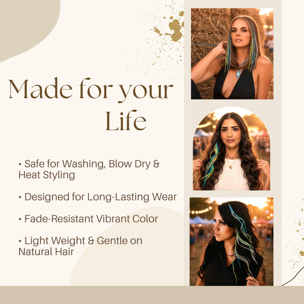 21 vibrant natural color hair extensions, 9”-14”, designed for styling, fade-resistant, and gentle on hair. Verified by CuratCart.